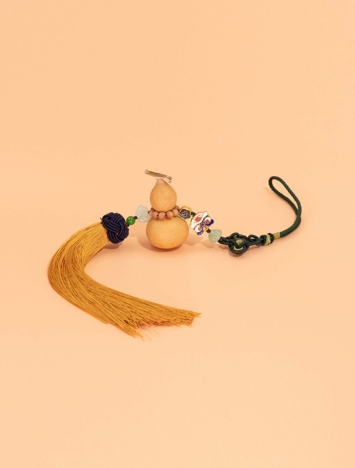 Nature & Tao Lucky Gourd Pendant – Yellow Tassel, Absorbs Negativity, Attracts Blessings for Your Vehicle or Living Space