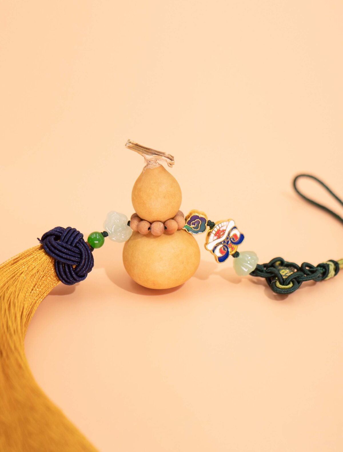 Nature & Tao Lucky Gourd Pendant – Yellow Tassel, Absorbs Negativity, Attracts Blessings for Your Vehicle or Living Space