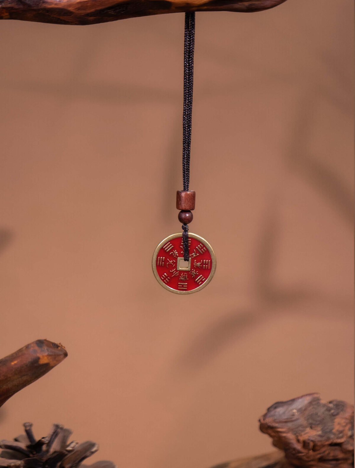 Nature & Tao Cinnabar ShanGui Pendant – The Ultimate Yang Mineral Amulet, Engraved with “Thunder Command, Slay Ghosts” & Eight Trigrams