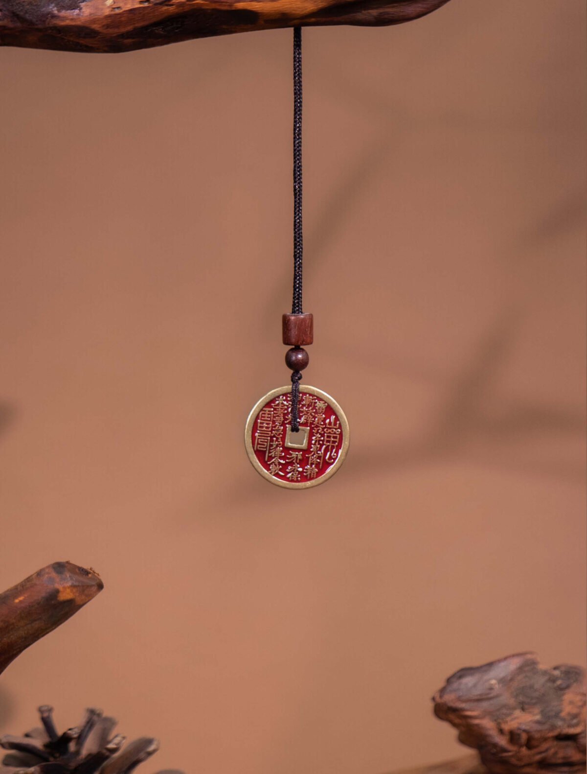 Nature & Tao Cinnabar ShanGui Pendant – The Ultimate Yang Mineral Amulet, Engraved with “Thunder Command, Slay Ghosts” & Eight Trigrams