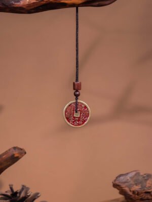 Nature & Tao Cinnabar ShanGui Pendant – The Ultimate Yang Mineral Amulet, Engraved with “Thunder Command, Slay Ghosts” & Eight Trigrams