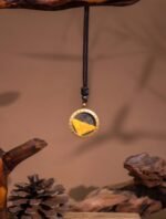 Nature & Tao ShanGui Exorcism Pendant – Vintage Coin in Protective Frame with 24 Mountains & 12 Zodiac, Black Cord & Cloud-Carved Sandalwood Beads