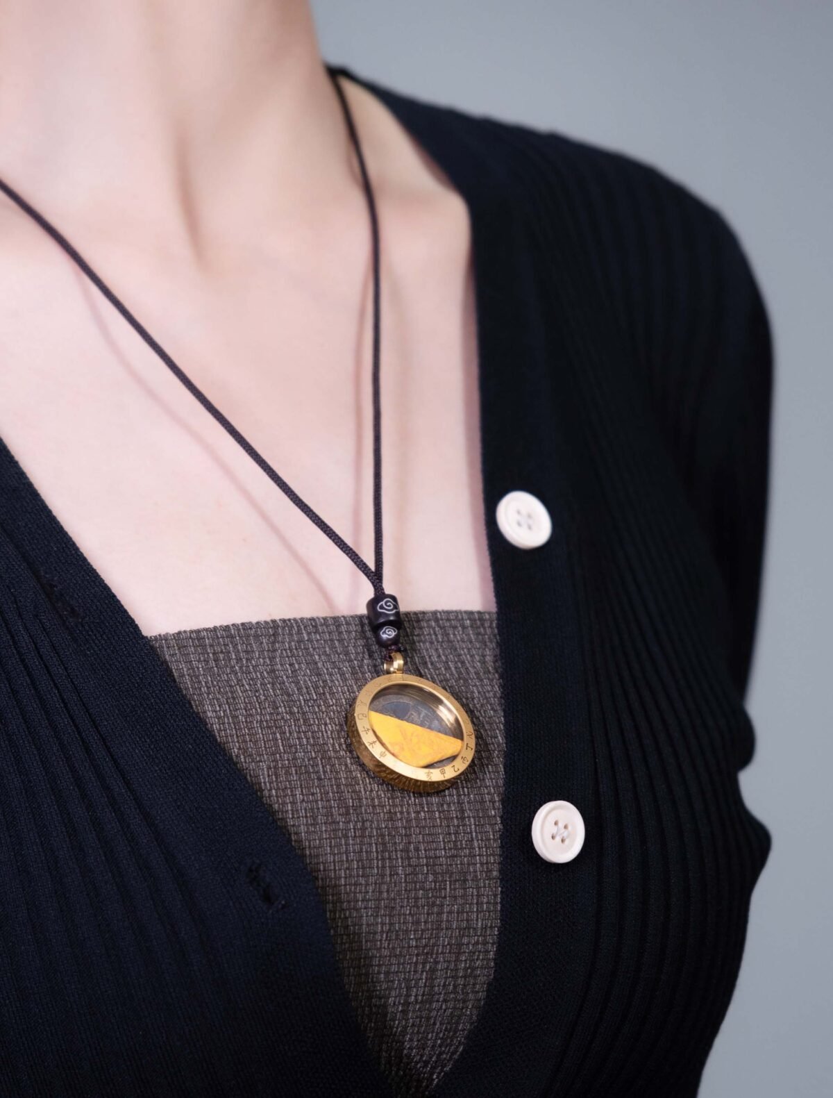 Nature & Tao ShanGui Exorcism Pendant – Vintage Coin in Protective Frame, 24 Mountains & 12 Zodiac Engravings, A Gentle Reminder of Wholeness & Ease