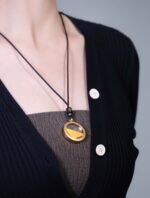 Nature & Tao ShanGui Exorcism Pendant – Vintage Coin in Protective Frame, 24 Mountains & 12 Zodiac Engravings, A Gentle Reminder of Wholeness & Ease