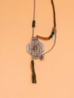 Nature & Tao ShanGui Exorcism Pendant Necklace – Vintage Tibetan Silver Octagonal Amulet, Gold Taiji, Hand-Braided Cord, Detachable Chain & Tassel