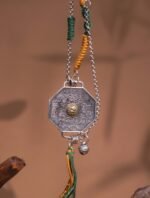 Nature & Tao ShanGui Exorcism Pendant Necklace – Vintage Tibetan Silver Octagonal Amulet, Gold Taiji, Hand-Braided Cord, Detachable Chain & Tassel