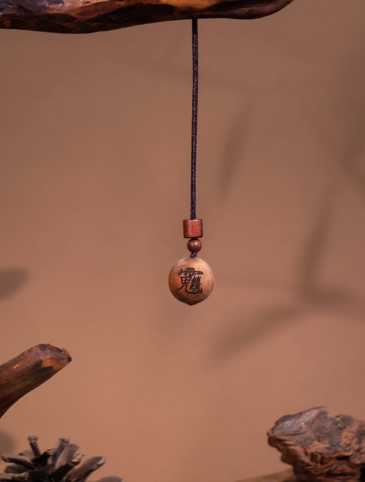 Nature & Tao GongMing Amulet – Thunder-Struck Jujube Wood with Carved Talisman for Invoking Wealth & Divine Protection