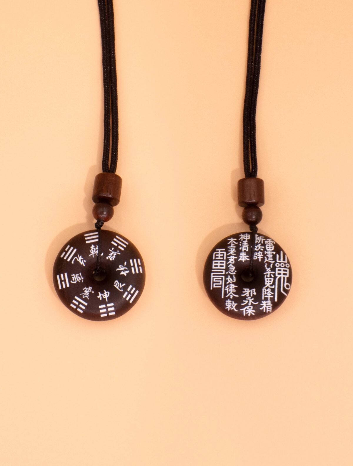Nature & Tao ShanGui Bagua Amulet – Thunder-Struck Jujube Wood Peace Pendant with Exorcism Inscription & Eight Trigrams for Energy Alignment