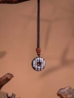 Nature & Tao ShanGui Bagua Amulet – Thunder-Struck Jujube Wood Peace Pendant with Exorcism Inscription & Eight Trigrams for Energy Alignment