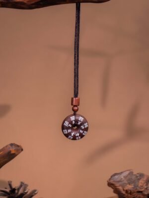 Nature & Tao ShanGui Bagua Amulet – Thunder-Struck Jujube Wood Peace Pendant with Exorcism Inscription & Eight Trigrams for Energy Alignment