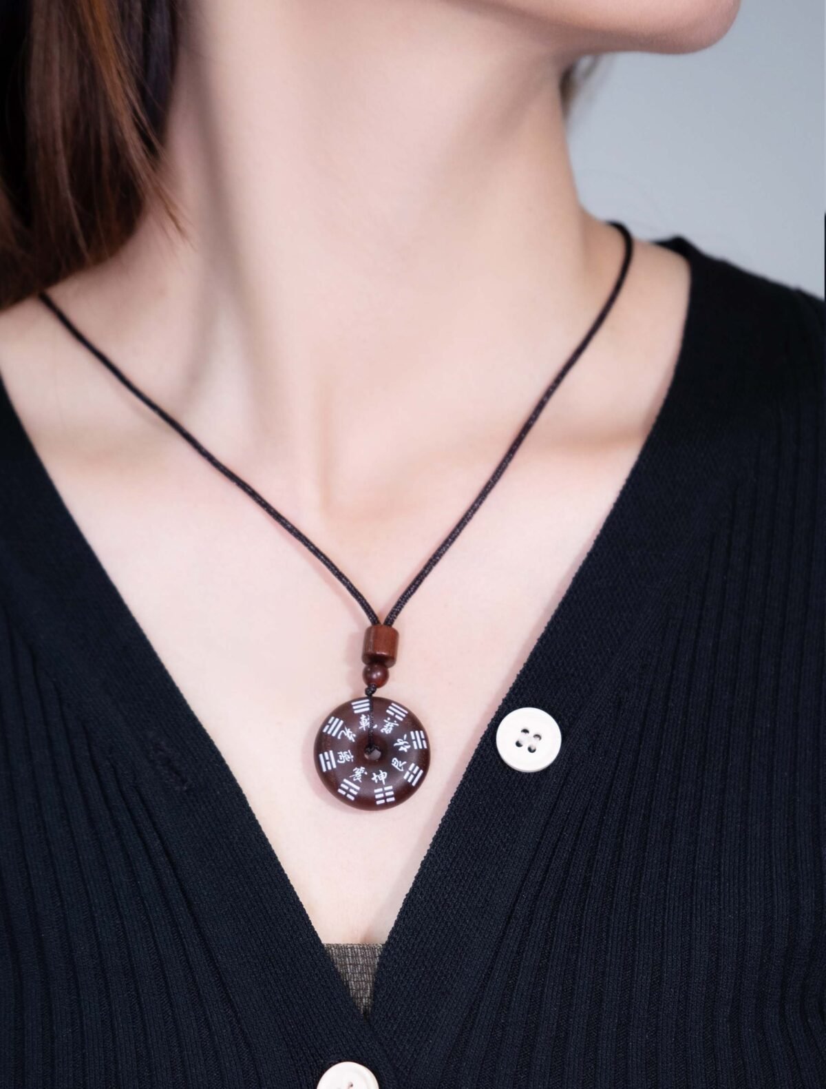 Nature & Tao ShanGui Bagua Amulet – Thunder-Struck Jujube Wood Peace Pendant with Carved Exorcism Inscription & Eight Trigrams, A Gentle Reminder of Wholeness & Ease