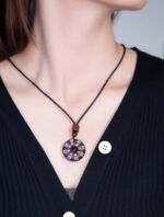 Nature & Tao ShanGui Bagua Amulet – Thunder-Struck Jujube Wood Peace Pendant with Carved Exorcism Inscription & Eight Trigrams, A Gentle Reminder of Wholeness & Ease