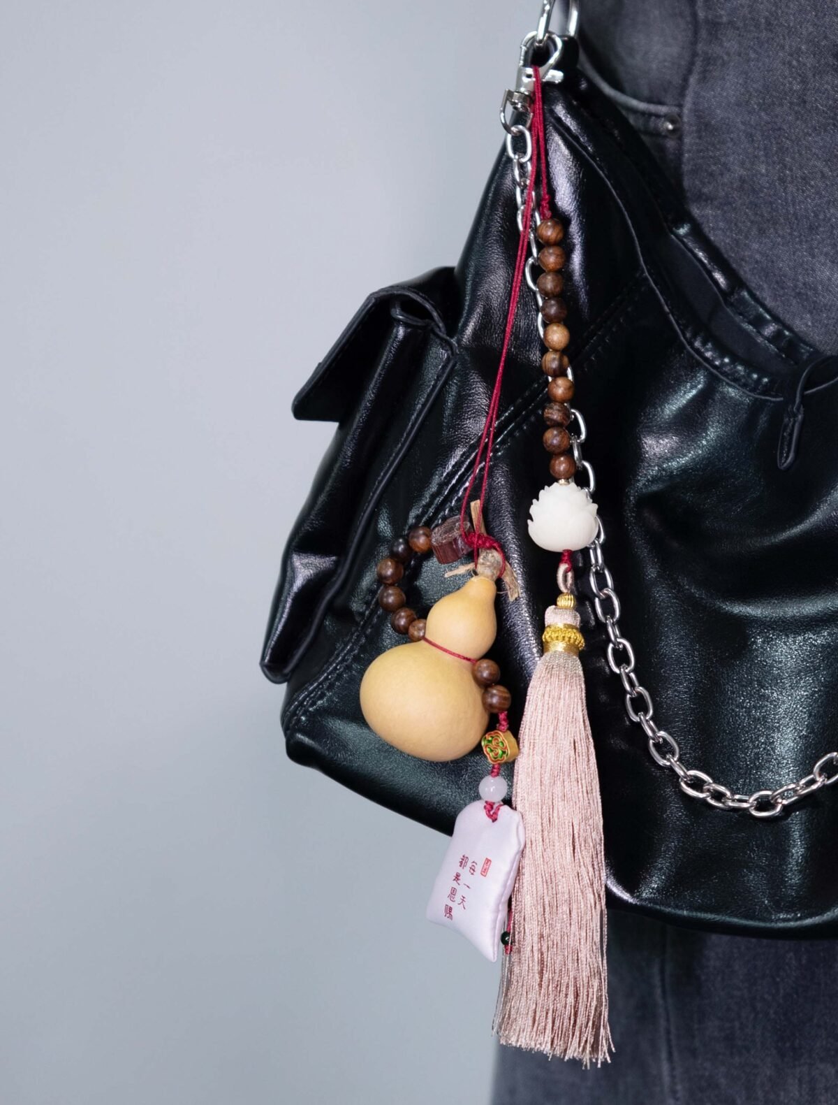 Nature & Tao Five Blessings Pendant – Gourd, Bodhi, Lotus, Scented Sachet & Pink Tassel, A Gentle Reminder of Wholeness & Ease