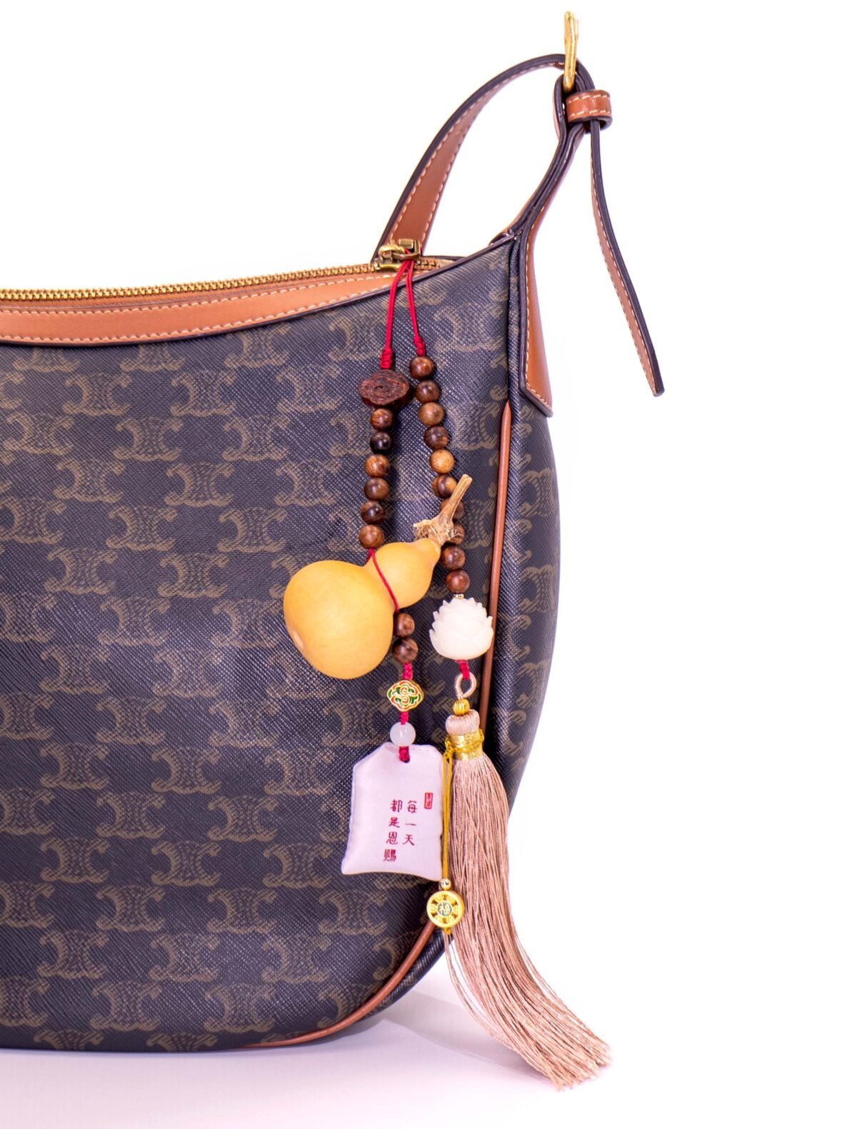 Nature & Tao Five Blessings Pendant – Gourd, Bodhi, Lotus, Scented Sachet & Pink Tassel, A Gentle Reminder of Wholeness & Ease