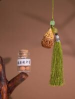 Nature & Tao Green Sandalwood Incense Gourd – Hand-Carved Hollow Design, Jade & Amber Beads, Green Tassel, Includes Pear Blossom Incense