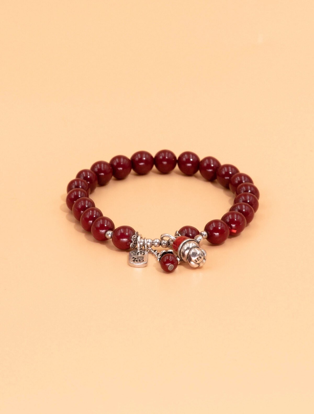 Nature & Tao Sacred Cinnabar & Silver Wealth God Bracelet – Ward Off Evil, Attract Wealth, Receive Blessings