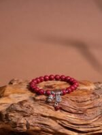 Nature & Tao Sacred Cinnabar & Silver Wealth God Bracelet – Ward Off Evil, Attract Wealth, Receive Blessings