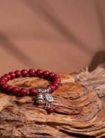 Nature & Tao Sacred Cinnabar & Silver Wealth God Bracelet – Ward Off Evil, Attract Wealth, Receive Blessings