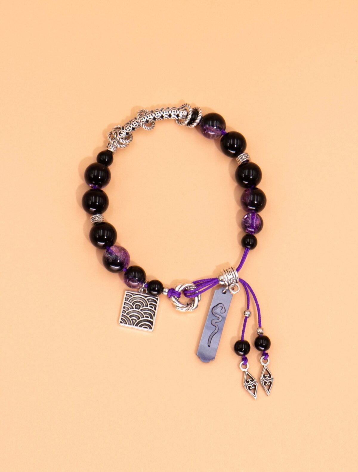 Nature & Tao Purple Crystal & “No Taboos” Talisman Bracelet – Wisdom, Noble Connections & Unrestricted Good Fortune