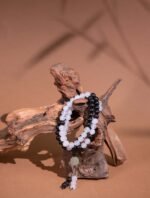 Nature & Tao Esoteric Taoist Prayer Beads – Plain Black & White Agate, Bead-Count Segments Encoding the Complete Cosmic Mandala (Laojun‘s 81 Transformations), Black Agate Top Bead & Jade Bagua Taiji Fish