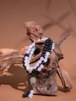 Nature & Tao Esoteric Taoist Prayer Beads – Plain Black & White Agate, Bead-Count Segments Encoding the Complete Cosmic Mandala (Laojun‘s 81 Transformations), Black Agate Top Bead & Jade Bagua Taiji Fish
