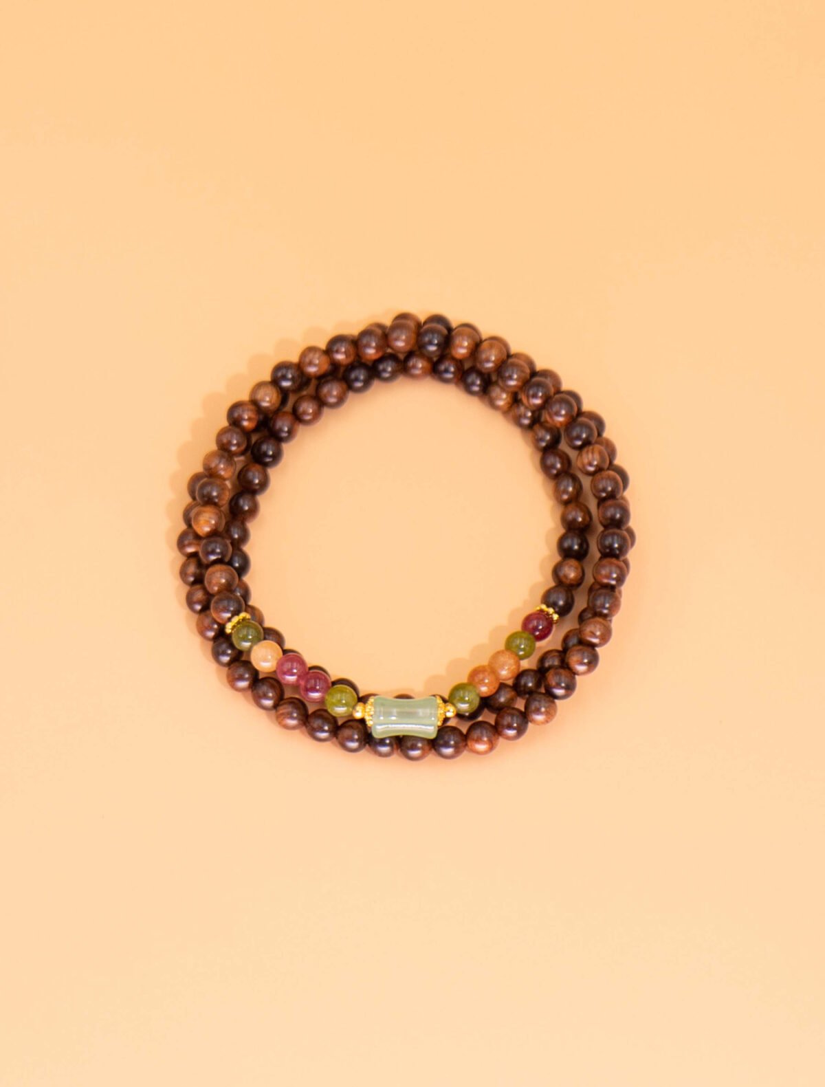 Nature & Tao Blackwood Prayer Beads – Jade at the Center, Tourmaline at the Sides, 108 Guards of Heaven and Earth