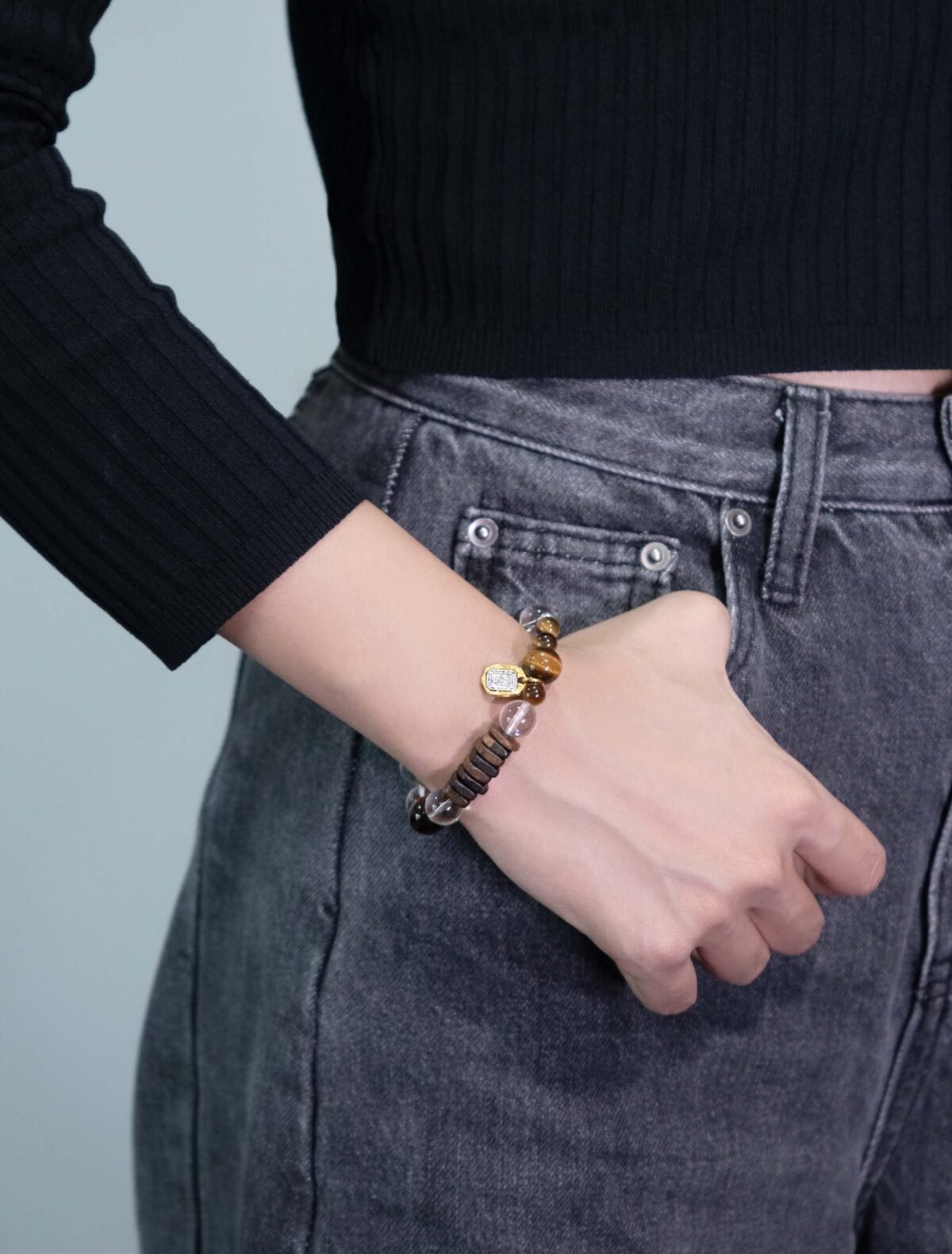 Nature & Tao Agarwood, Tiger’s Eye & White Water Gold Bracelet – A Trio of Earthly & Celestial Energies for Daily Wear