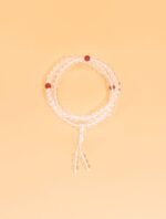 Nature & Tao White Crystal Prayer Beads – 108 Beads of Pure Light, Marked by Three Red Agate Stones