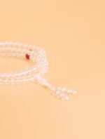 Nature & Tao White Crystal Prayer Beads – 108 Beads of Pure Light, Marked by Three Red Agate Stones