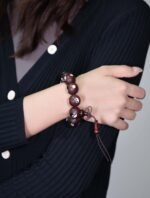 Nature & Tao Bloodwood Taiji Beads – Hand-Inlaid Yin-Yang on Each Bead, Double Hulu Tassel, A Quiet Companion for Daily Wear
