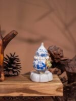 Nature & Tao Blue-and-White Porcelain Hulu – Hand-Painted Lotus Scroll, Rotatable Gourd with Pearl Ring, Hetian Jade Pendant & Ceramic Cloud Base