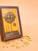 Nature & Tao Coin Money Tree Frame – Five Emperor Coins Layered as Tree, Gold Background, Calligraphy Art & Solid Walnut Frame to Attract Wealth