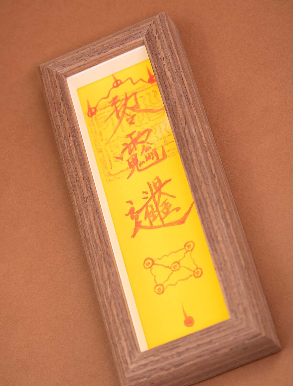 Nature & Tao Cinnabar Wealth Attraction Talisman in Solid Walnut Frame – For Boosting Primary Income, Attracting Windfalls & Business Success, Foldable for Carry, Annual Renewal