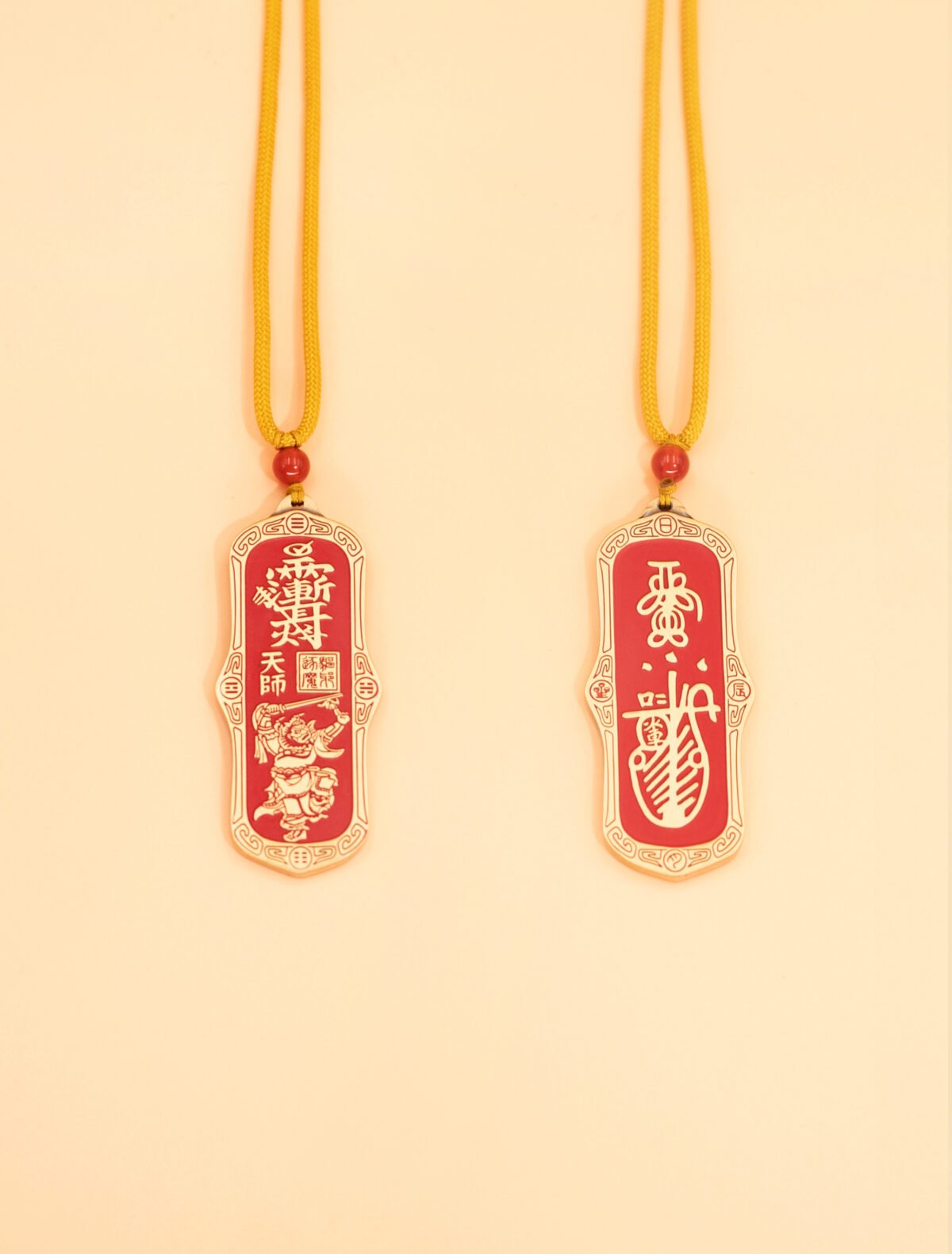 Nature & Tao Double-Sided Talisman Pendant – Red Lacquer Finish, Cast Copper, Key-Fret & Bagua Border, A Quiet Anchor for Purposeful Work