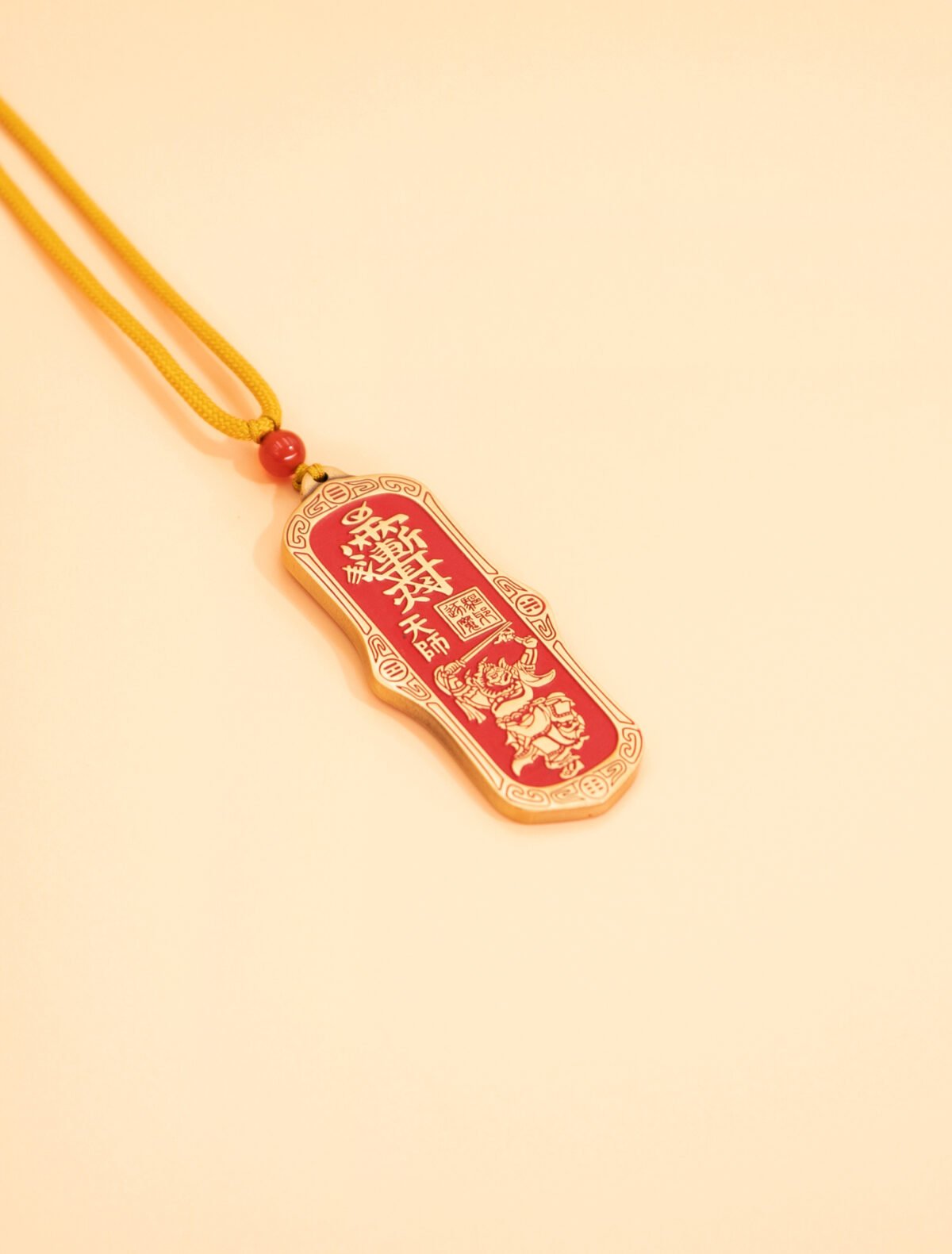 Nature & Tao Double-Sided Talisman Pendant – Red Lacquer Finish, Cast Copper, Key-Fret & Bagua Border, A Quiet Anchor for Purposeful Work