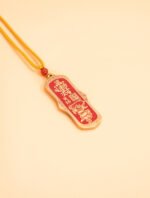 Nature & Tao Double-Sided Talisman Pendant – Red Lacquer Finish, Cast Copper, Key-Fret & Bagua Border, A Quiet Anchor for Purposeful Work