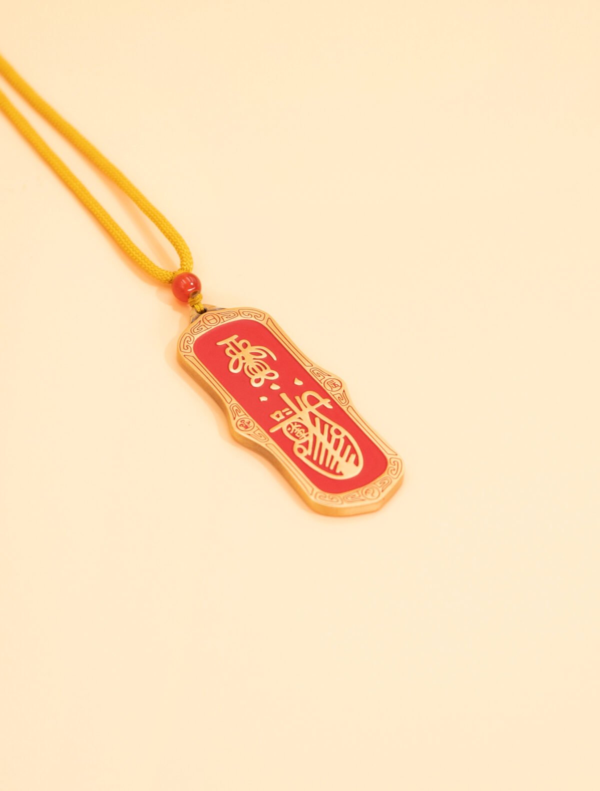 Nature & Tao Double-Sided Talisman Pendant – Red Lacquer Finish, Cast Copper, Key-Fret & Bagua Border, A Quiet Anchor for Purposeful Work