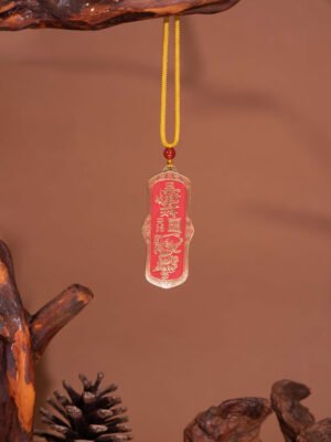 Nature & Tao Double-Sided Talisman Pendant – Red Lacquer Finish, Cast Copper, Key-Fret & Bagua Border, A Quiet Anchor for Purposeful Work