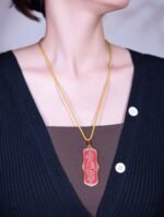 Nature & Tao Double-Sided Talisman Pendant – Red Lacquer Finish, Cast Copper, Key-Fret & Bagua Border, A Quiet Anchor for Purposeful Work
