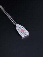 Nature & Tao Double-Sided Talisman Silver Pendant – Hammered Silver, Red Lacquer-Filled Script, Cuban Chain, A Gentle Reminder of Steadiness & Grace