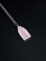 Nature & Tao Double-Sided Talisman Silver Pendant – Hammered Silver, Red Lacquer-Filled Script, Cuban Chain, A Gentle Reminder of Steadiness & Grace