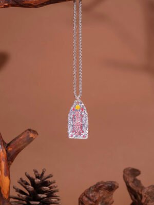 Nature & Tao Double-Sided Talisman Silver Pendant – Hammered Silver, Red Lacquer-Filled Script, Cuban Chain, A Gentle Reminder of Steadiness & Grace