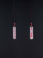 Nature & Tao Hand-Hammered Talisman Pendant – Long Silver Plaque, Red Lacquer-Filled Script, Adjustable Cotton Cord, A Gentle Reminder of Steadiness & Grace