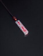 Nature & Tao Hand-Hammered Talisman Pendant – Long Silver Plaque, Red Lacquer-Filled Script, Adjustable Cotton Cord, A Gentle Reminder of Steadiness & Grace