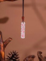 Nature & Tao Hand-Hammered Talisman Pendant – Long Silver Plaque, Red Lacquer-Filled Script, Adjustable Cotton Cord, A Gentle Reminder of Steadiness & Grace