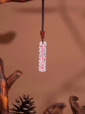 Nature & Tao Hand-Hammered Talisman Pendant – Long Silver Plaque, Red Lacquer-Filled Script, Adjustable Cotton Cord, A Gentle Reminder of Steadiness & Grace