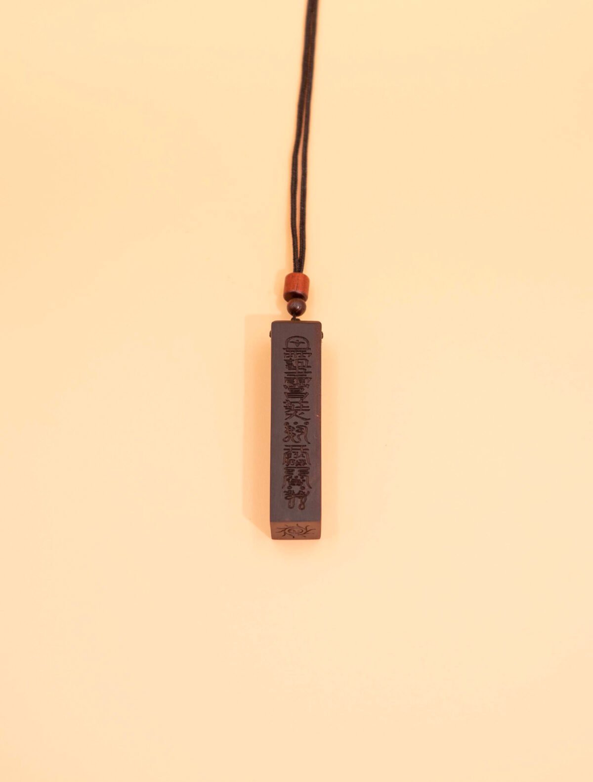 Nature & Tao Thunder-Struck Wood Talisman Pendant – Deeply Carved Seal Script, Adjustable Cotton Cord, A Gentle Reminder of Steadiness & Purpose