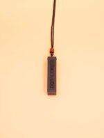 Nature & Tao Thunder-Struck Wood Talisman Pendant – Deeply Carved Seal Script, Adjustable Cotton Cord, A Gentle Reminder of Steadiness & Purpose