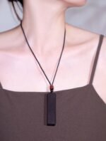 Nature & Tao Thunder-Struck Wood Talisman Pendant – Deeply Carved Seal Script, Adjustable Cotton Cord, A Gentle Reminder of Steadiness & Purpose