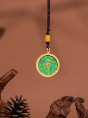 Nature & Tao Enamel Taiji Bagua Pendant – Gilded Round Plaque, Green Enamel Talisman, Carved Taiji & Bagua, A Gentle Reminder of Steadiness & Grace
